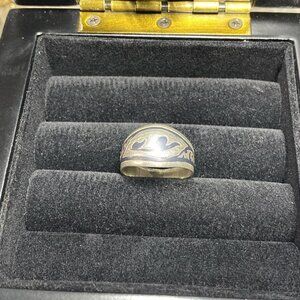 Vintage USSR Sterling Silver 875 Enamel Band Ring – Kyiv KHM – Size 8 – 3.24g